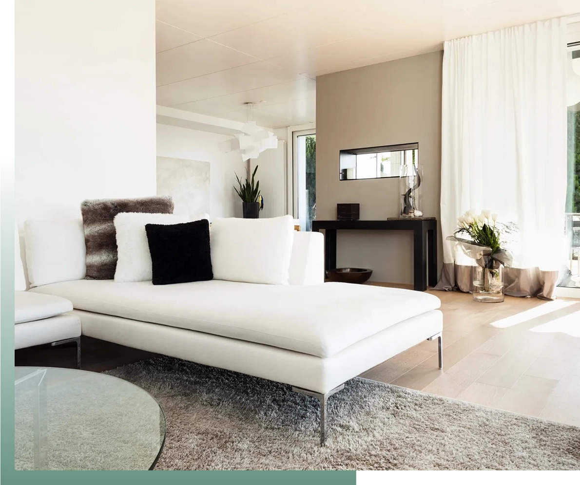 Bright living space with large window.